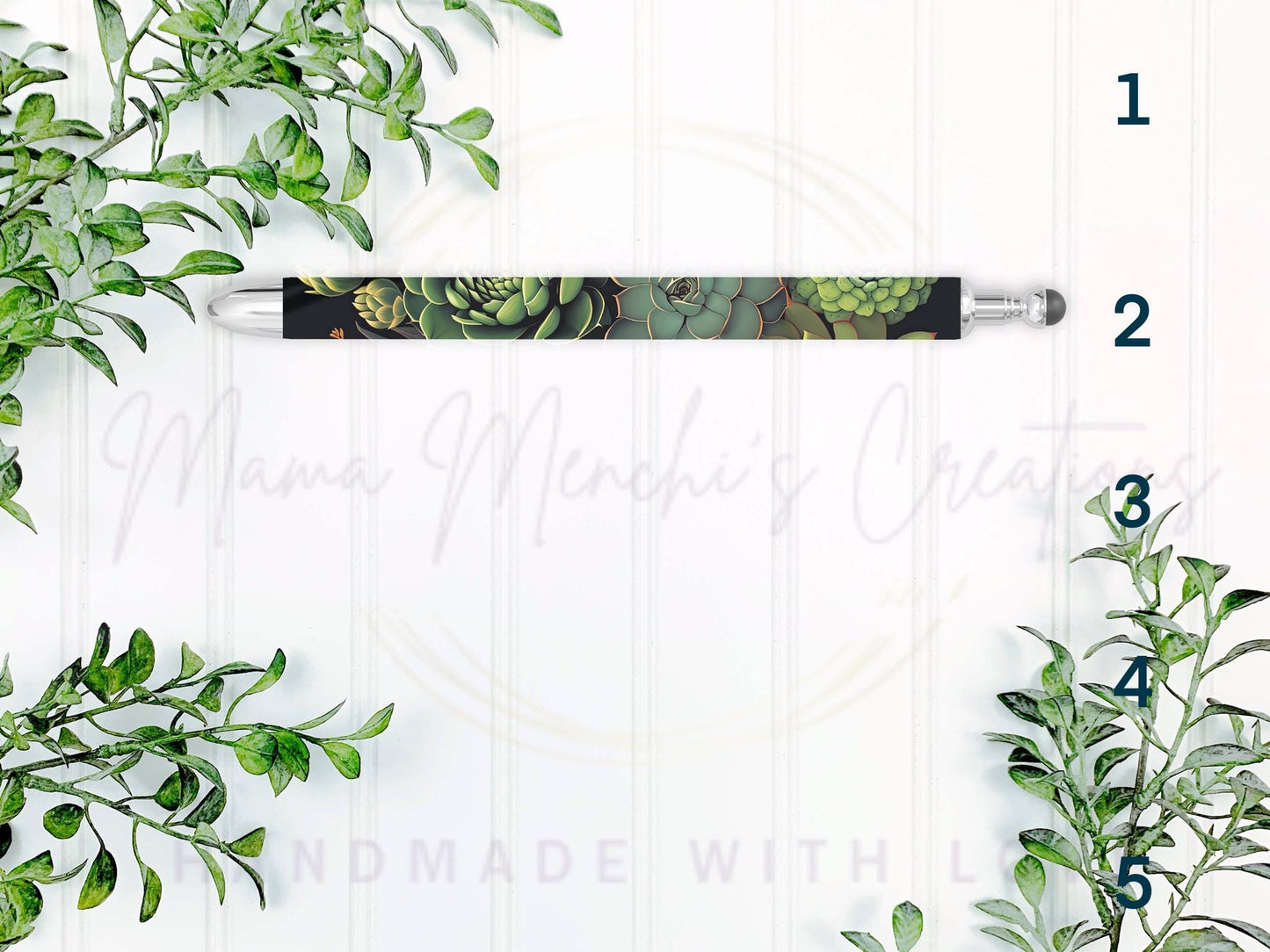 Succulent Plant Retractable Gel Pen: Refillable .5mm Black Ink