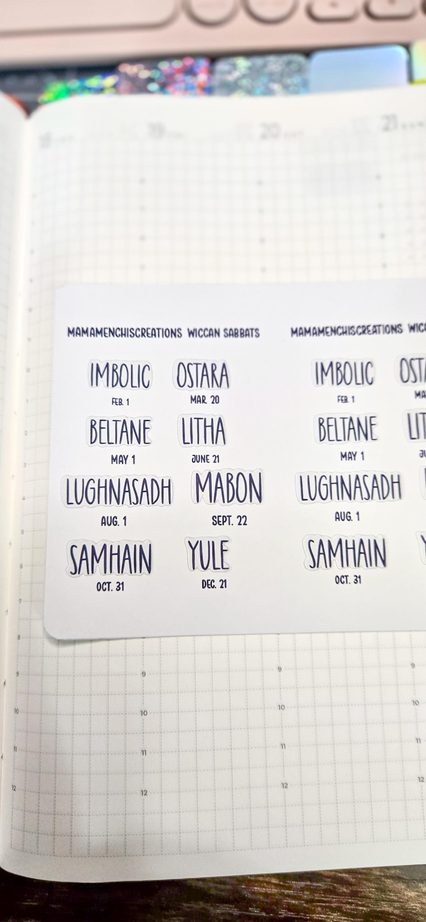 Wiccan Sabbats Tiny Functional Matte Bujo Journal Planner deco Sticker Sheet