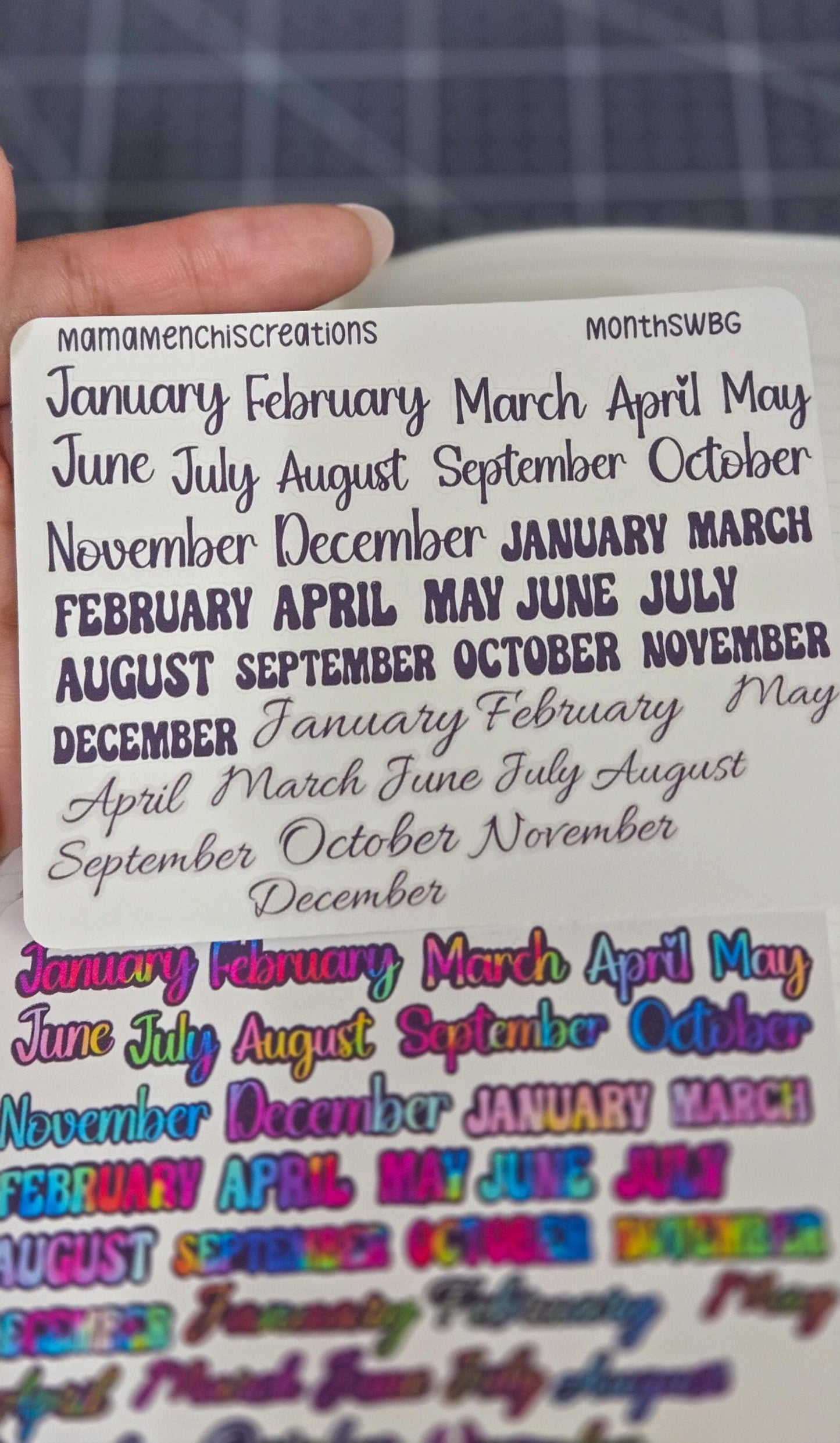 Month Of the Year Blackout Rainbow Bujo Journal Planner deco Sticker Sheet