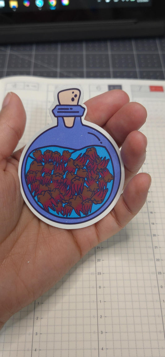 Spooky Creepy Teeth in Jar Glossy Die Cut Bujo Journal Planner Sticker