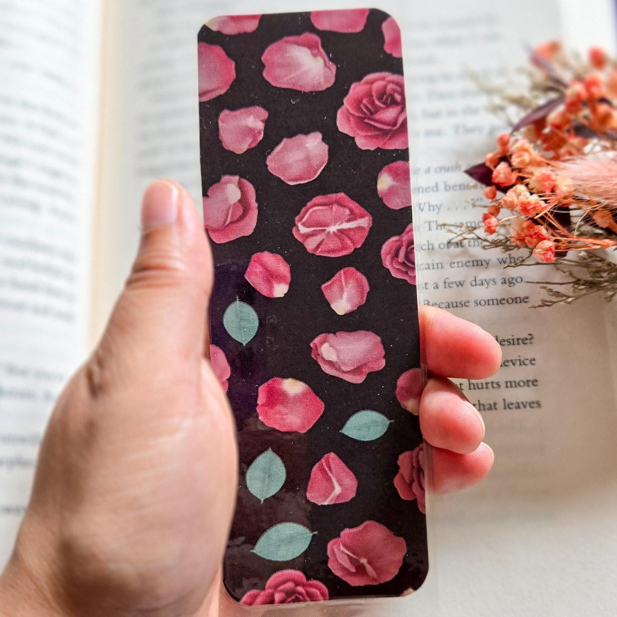 Dark Vibes Floral Handmade Laminated Bookmark