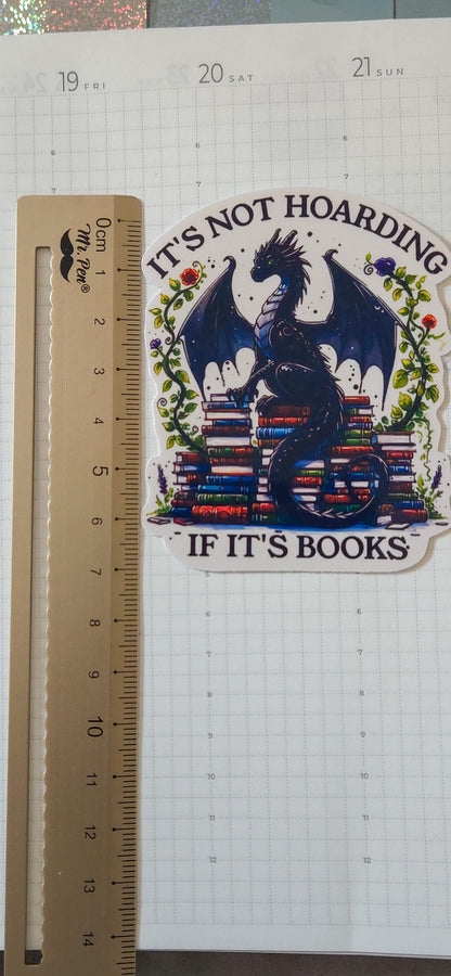 Hoarding Books Dragon Bookish Glossy Die Cut Bujo Journal Planner Sticker