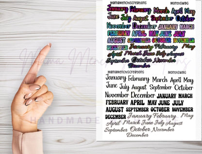 Month Of the Year Blackout Rainbow Bujo Journal Planner deco Sticker Sheet