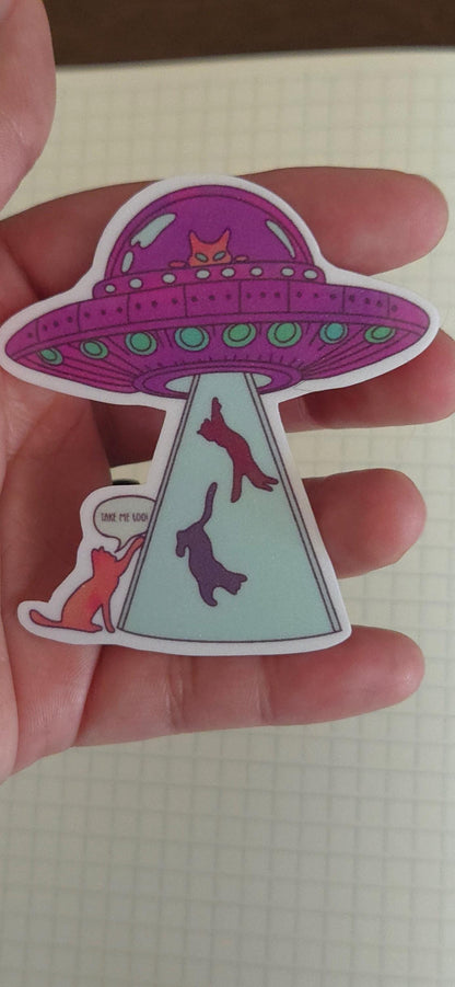 Alien Cat Cat Lovers Outer Space Die Cut Bujo Journal Planner Laptop Sticker