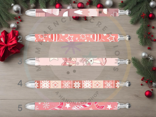Pink Boho Christmas Refillable Gel Pen