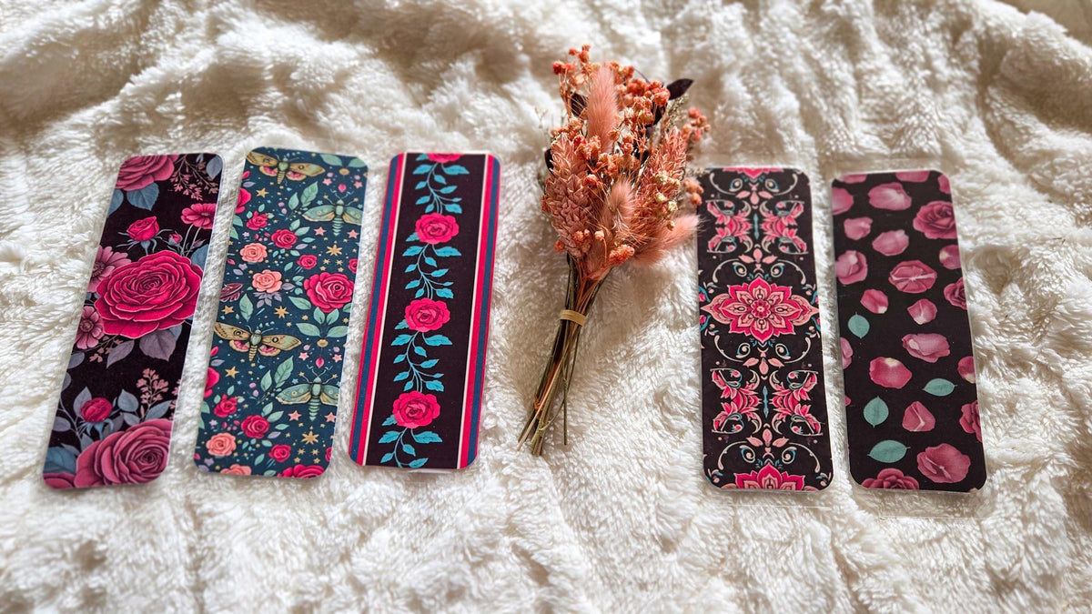Dark Vibes Floral Handmade Laminated Bookmark