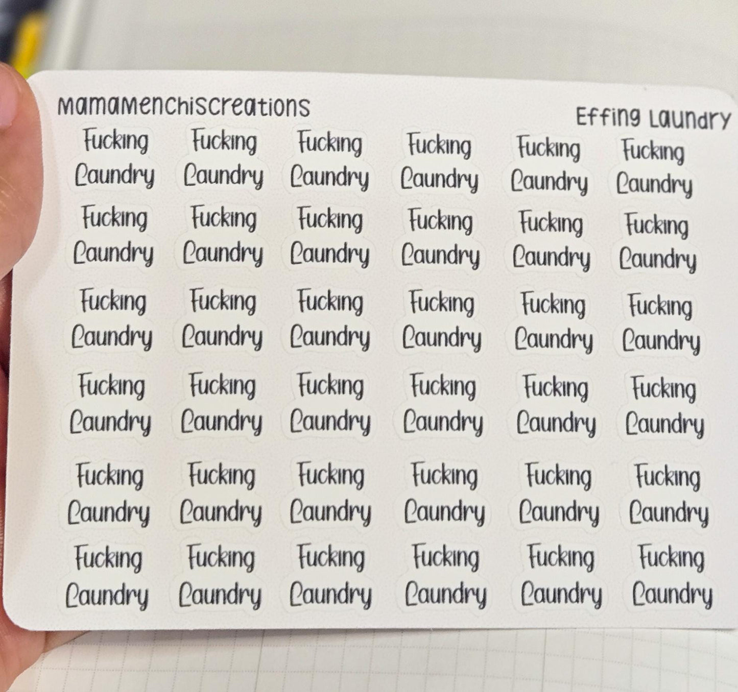 Laundry Sweary Bujo Journal Planner Functional  Sticker Sheet