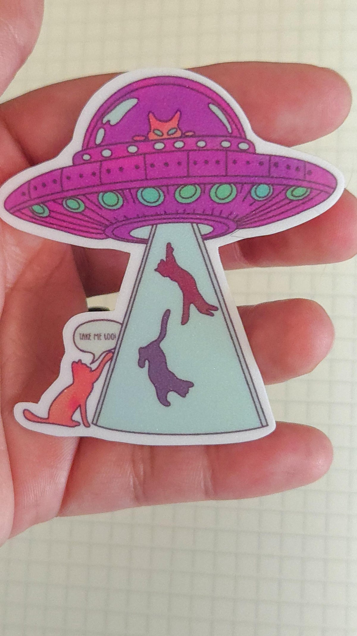 Alien Cat Cat Lovers Outer Space Die Cut Bujo Journal Planner Laptop Sticker