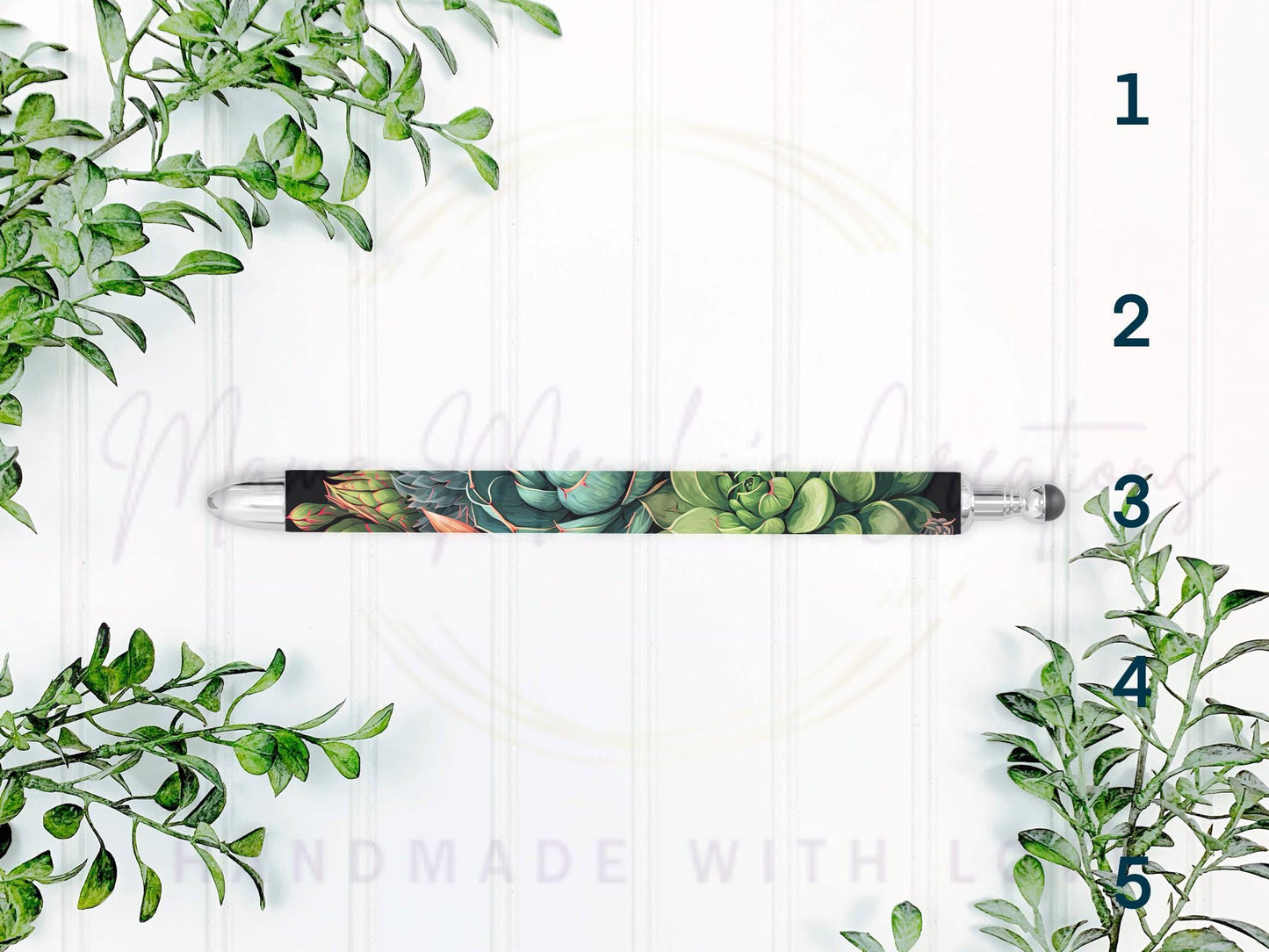 Succulent Plant Retractable Gel Pen: Refillable .5mm Black Ink