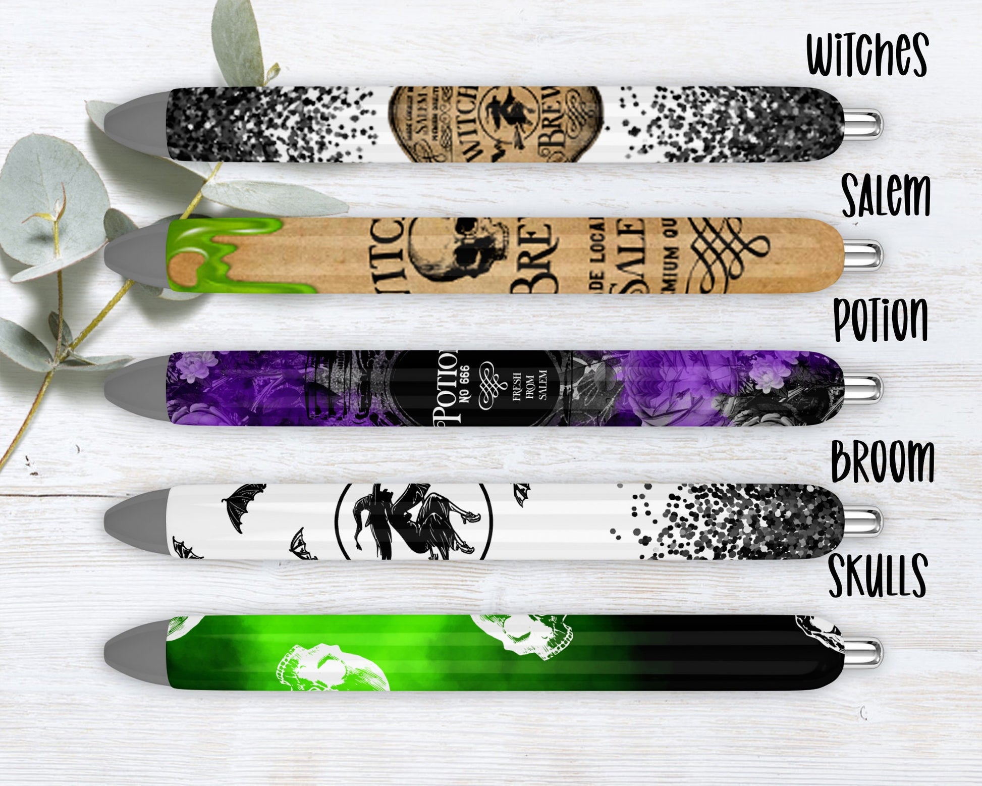 Spooky Halloween Salem Witches Refillable Gel Pen