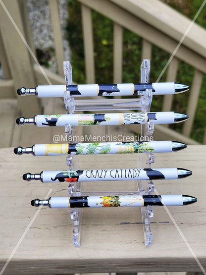 Cat Lady Plant Lover Refillable Gel Pen: Stainless Steel Stylus Pen