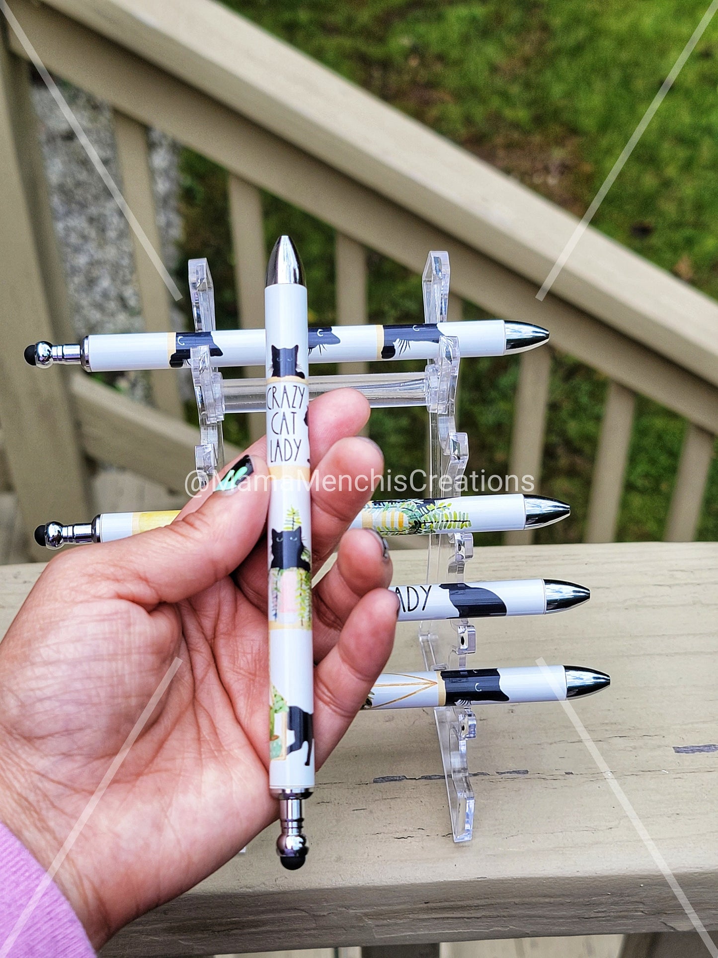 Cat Lady Plant Lover Refillable Gel Pen: Stainless Steel Stylus Pen