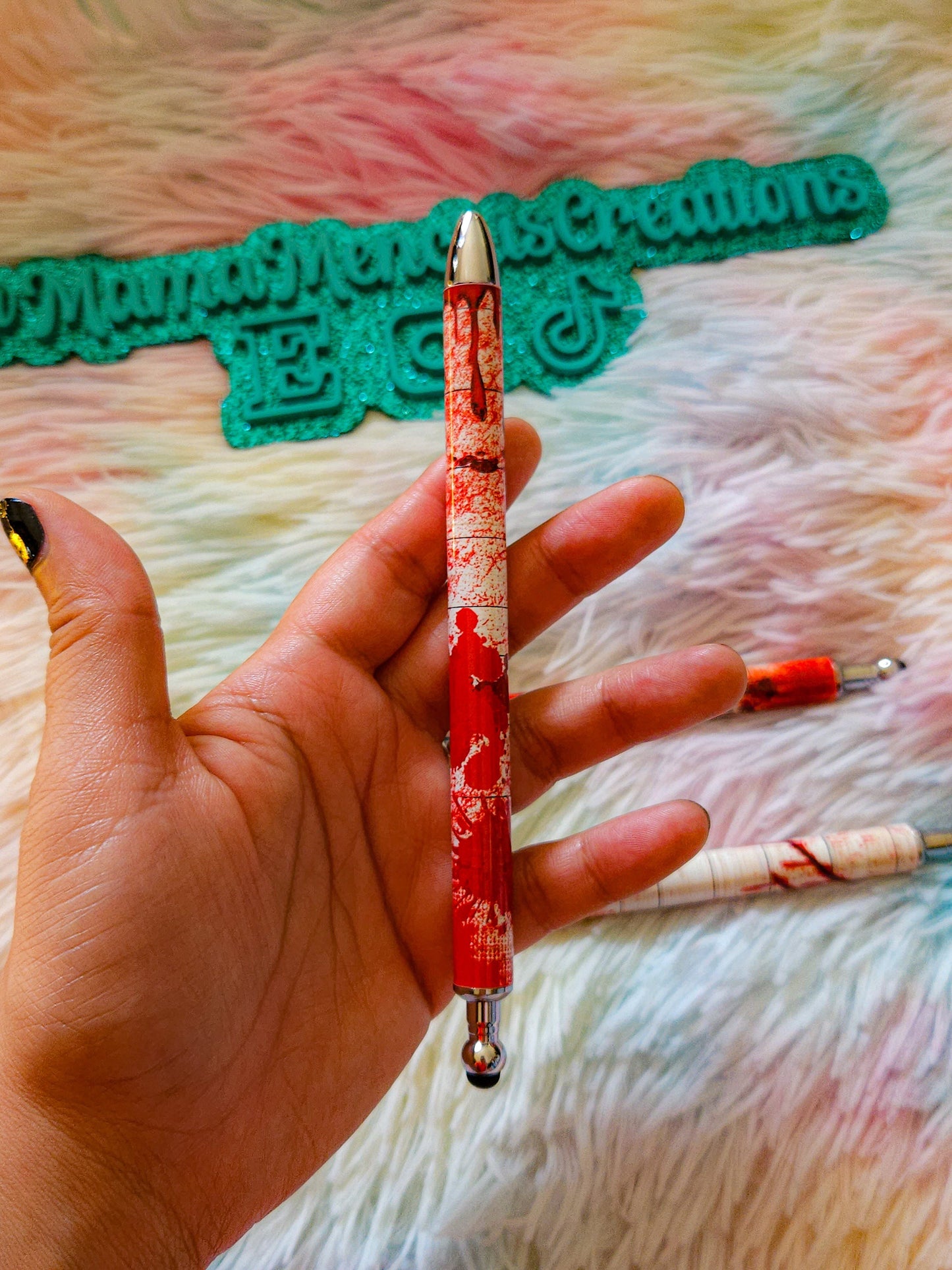 Blood Splatter Crime Scene Refillable Retractable Gel Pen