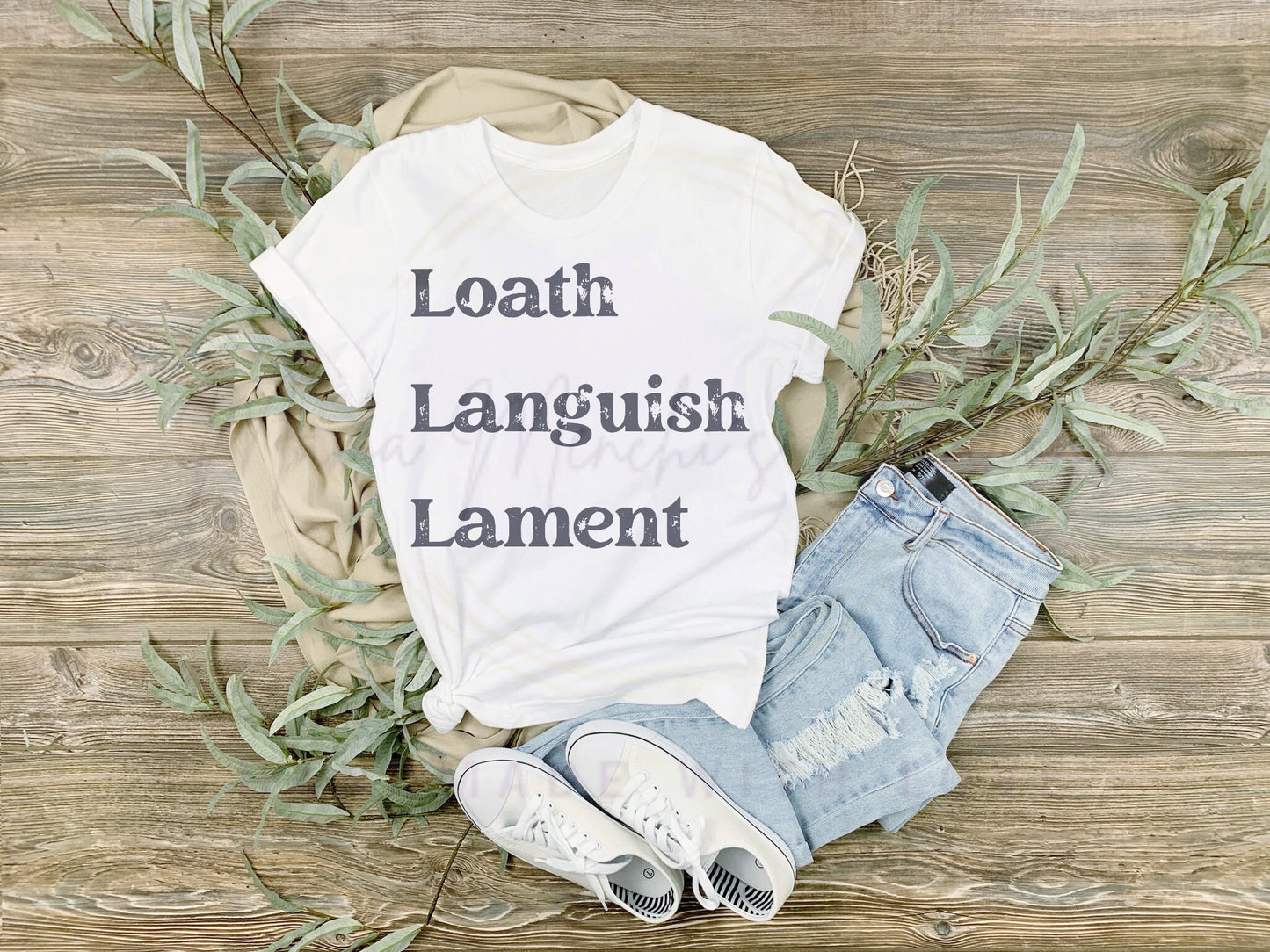 Loath Languish Lament distressed sublimation DTF Hand Drawn PNG Digital Download