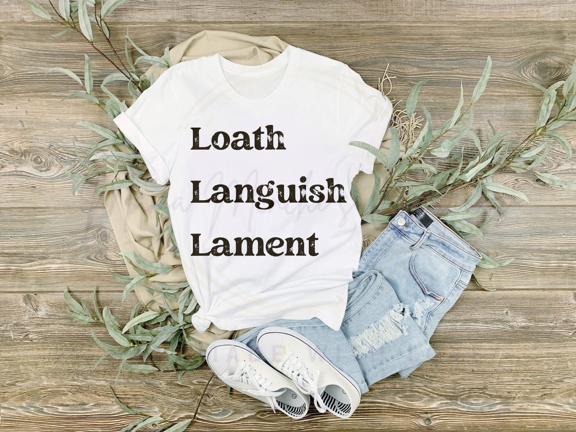 Loath Languish Lament distressed sublimation DTF Hand Drawn PNG Digital Download