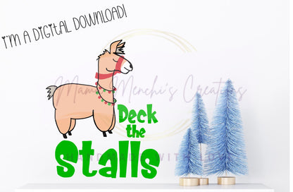 Deck the Stalls Llama Sublimation Hand Drawn PNG Digital Download