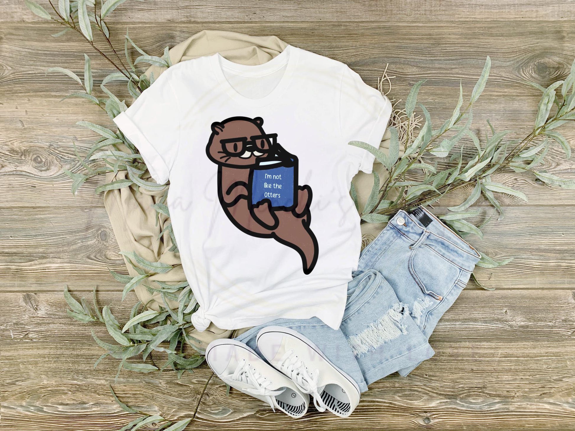 Otter Bookworm PNG, Hand Drawn Animal Clipart (Digital Download)
