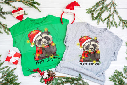Christmas Raccoon Hand Drawn Sublimation PNG Digital Download