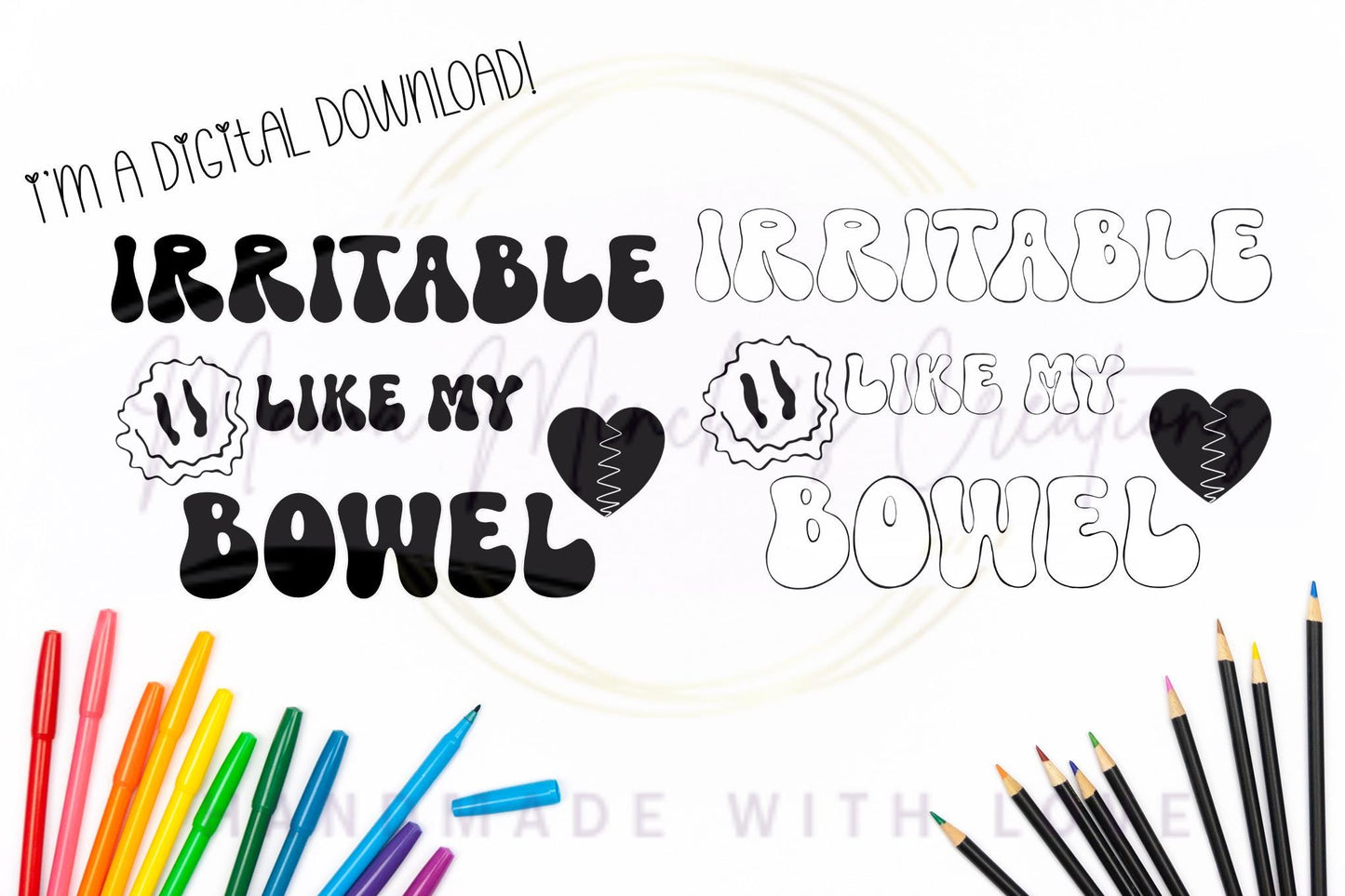 Irritable Like My Bowel sublimation DTF Hand Drawn PNG Digital Download