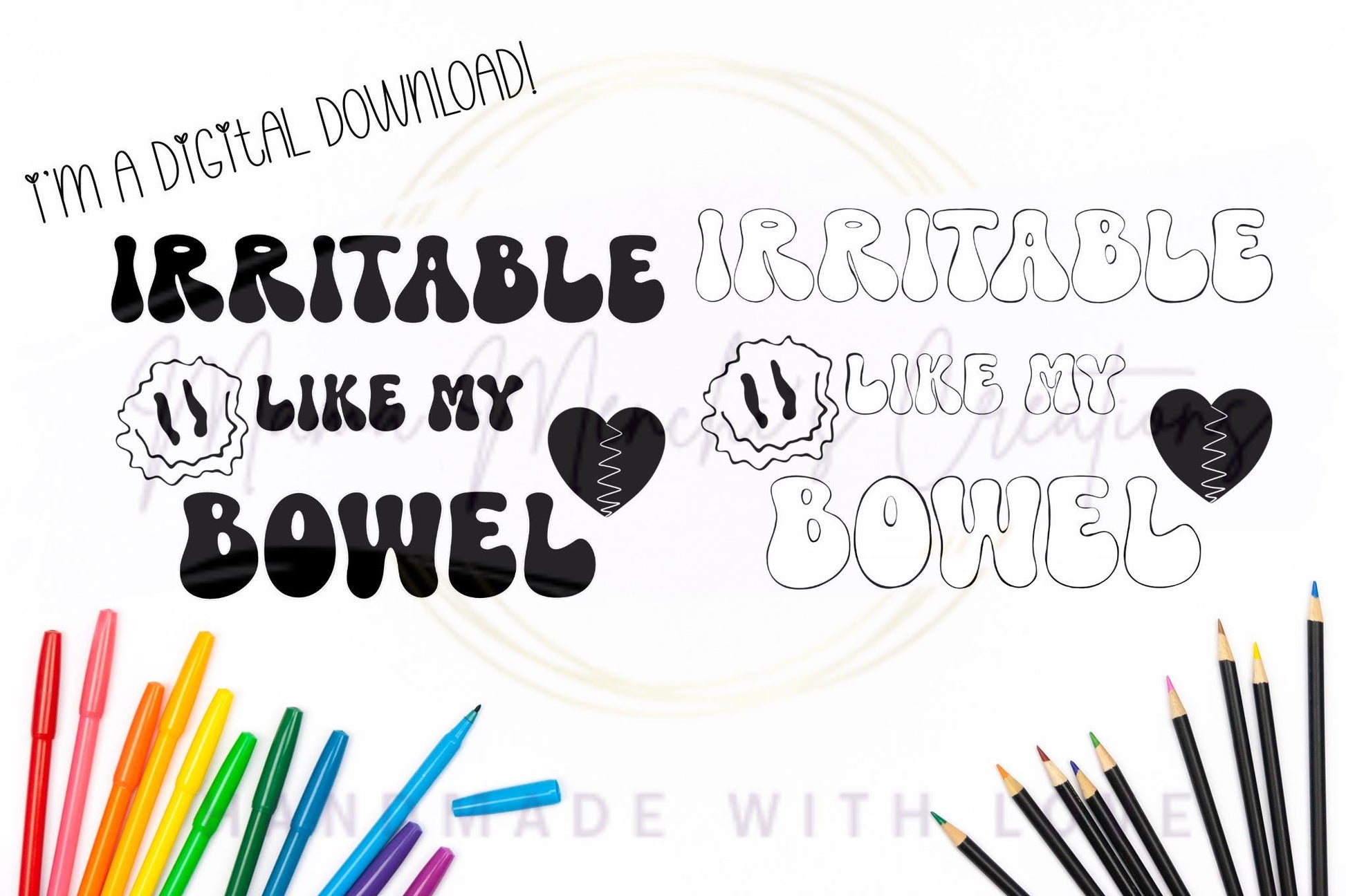 Irritable Like My Bowel sublimation DTF Hand Drawn PNG Digital Download