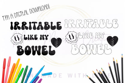 Irritable Like My Bowel sublimation DTF Hand Drawn PNG Digital Download