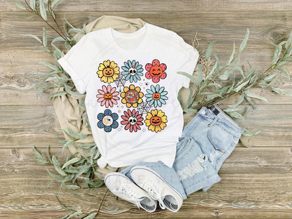 Halloween Flowers and Pumpkins Hand Drawn Sublimation PNG Digital Download