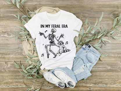 Feral Era Skeleton and Raccoon Hand Drawn Sublimation PNG Digital Download