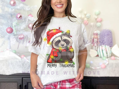 Christmas Raccoon Hand Drawn Sublimation PNG Digital Download