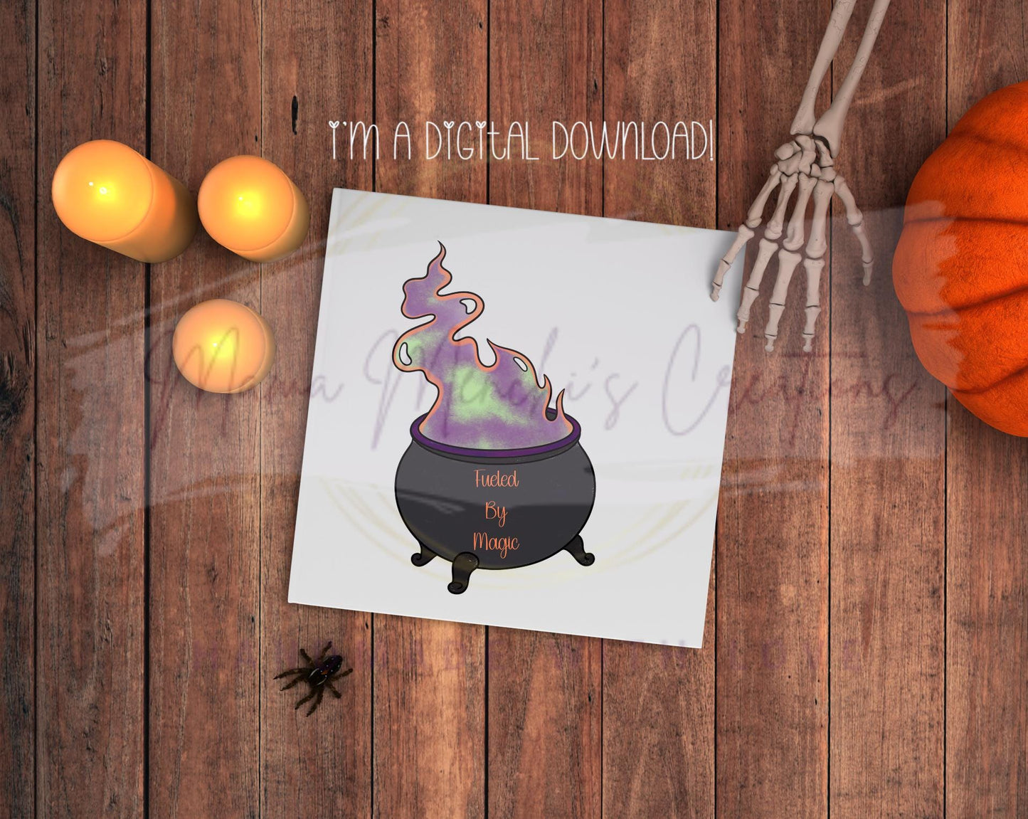 Fueled by Magic Witches Caldron Hand Drawn Sublimation PNG Digital Download