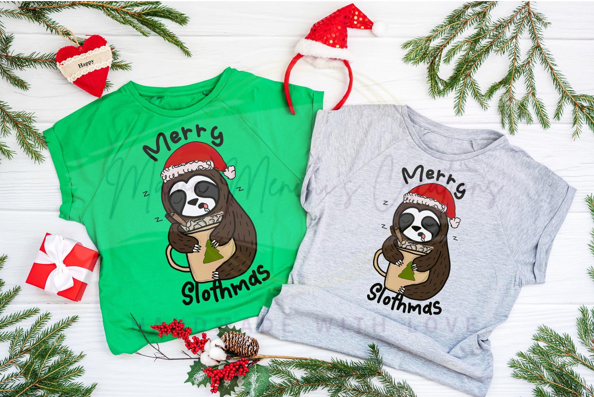 Merry Slothmas cute sloth Christmas Hand Drawn Sublimation PNG Digital Download