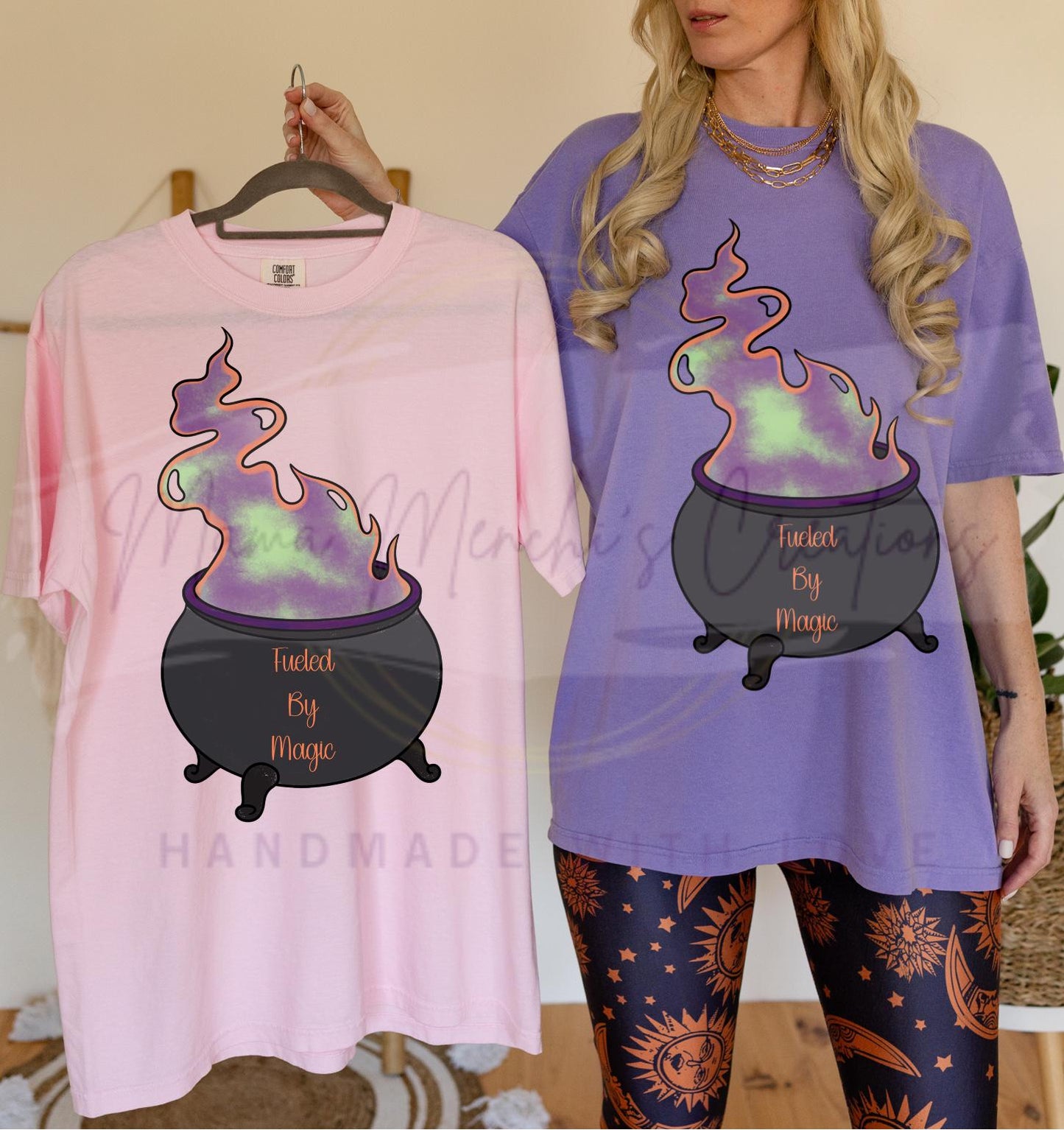 Fueled by Magic Witches Caldron Hand Drawn Sublimation PNG Digital Download