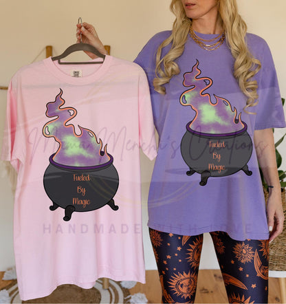 Fueled by Magic Witches Caldron Hand Drawn Sublimation PNG Digital Download