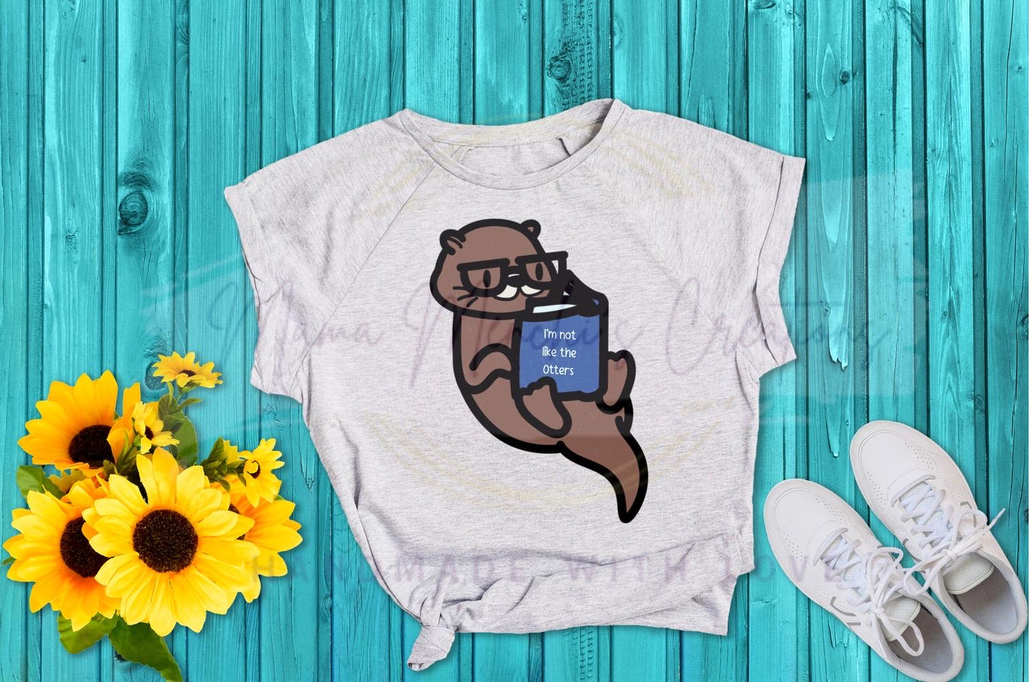 Otter Bookworm PNG, Hand Drawn Animal Clipart (Digital Download)