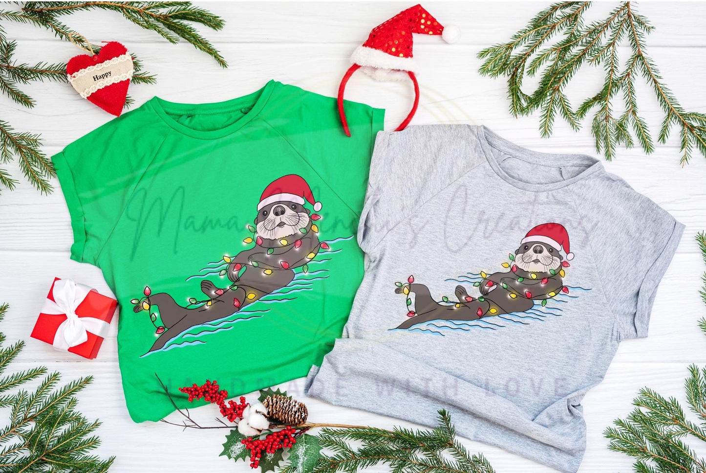 Christmas Otter Hand Drawn Sublimation PNG Digital Download