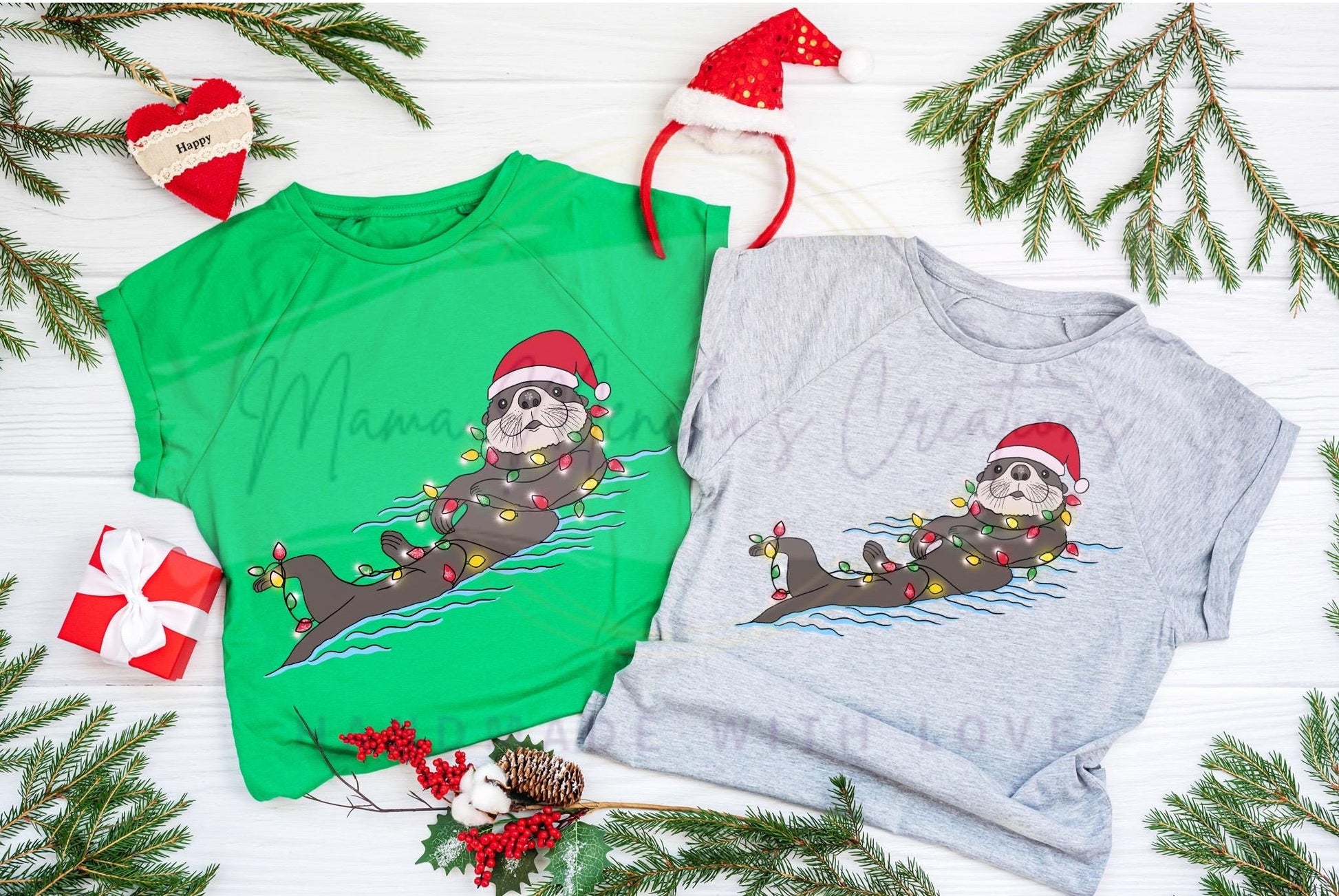 Christmas Otter Hand Drawn Sublimation PNG Digital Download