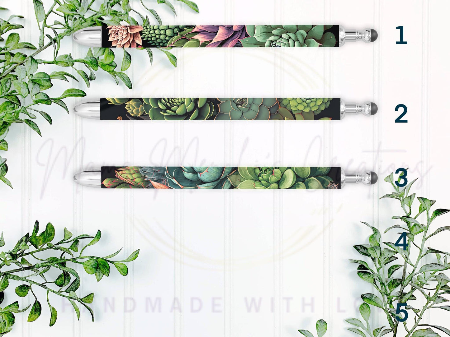 Succulent Plant Retractable Gel Pen: Refillable .5mm Black Ink