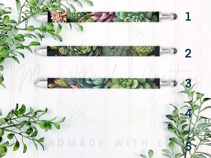Succulent Plant Retractable Gel Pen: Refillable .5mm Black Ink