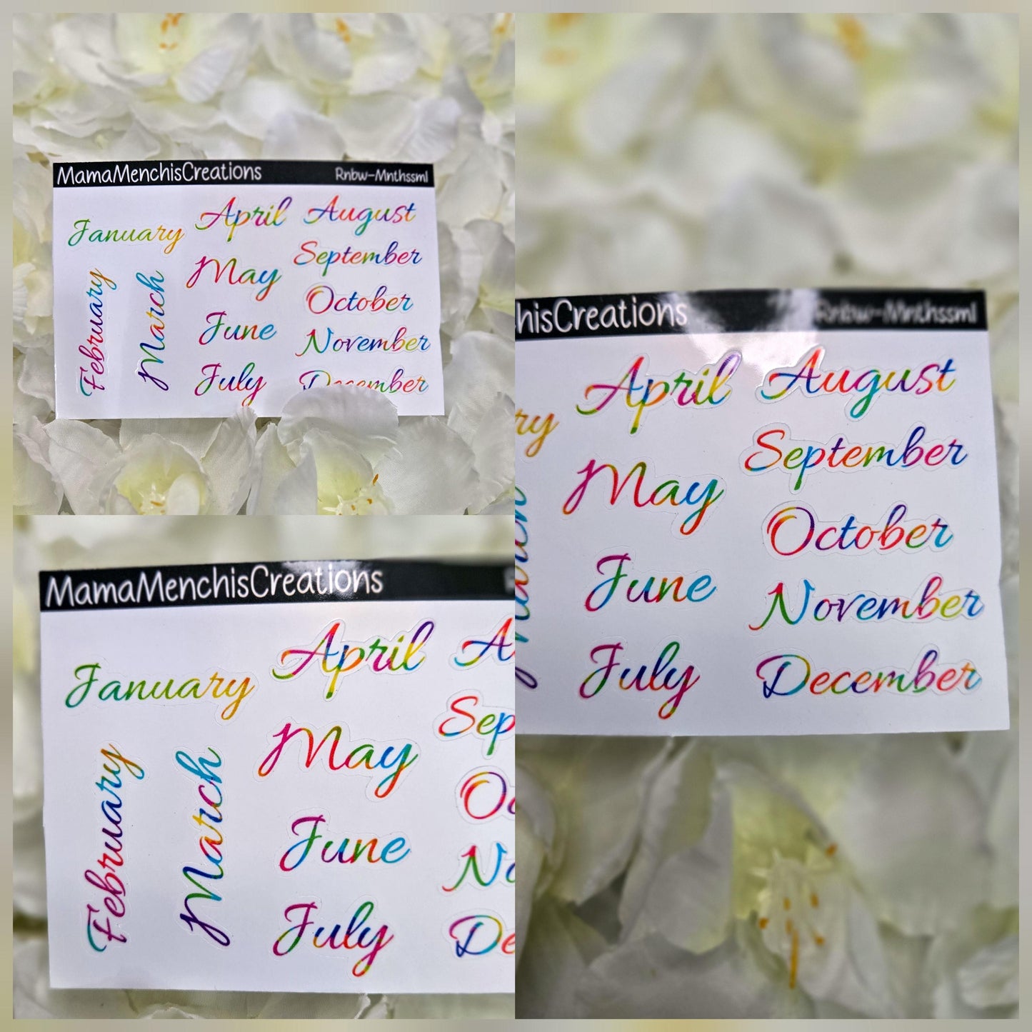 Tiny Rainbow Months Functional Stickers Bujo Journal Planner deco Sticker Sheet