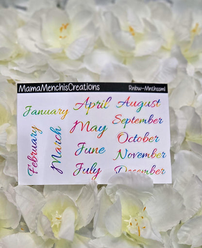 Tiny Rainbow Months Functional Stickers Bujo Journal Planner deco Sticker Sheet
