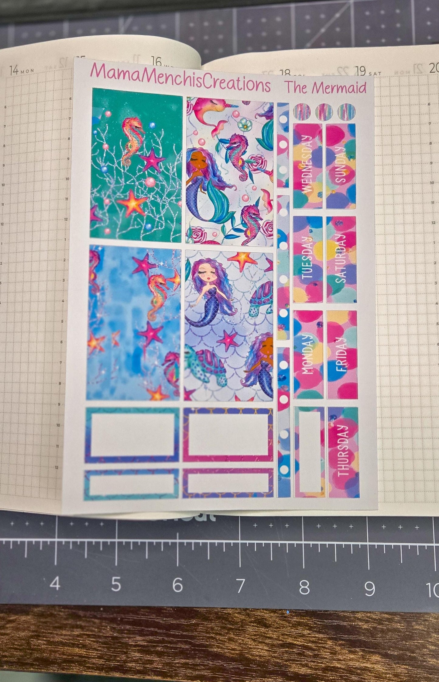Mermaid Summer Ocean Vibes Bujo Journal Planner deco Sticker Matte Sheet