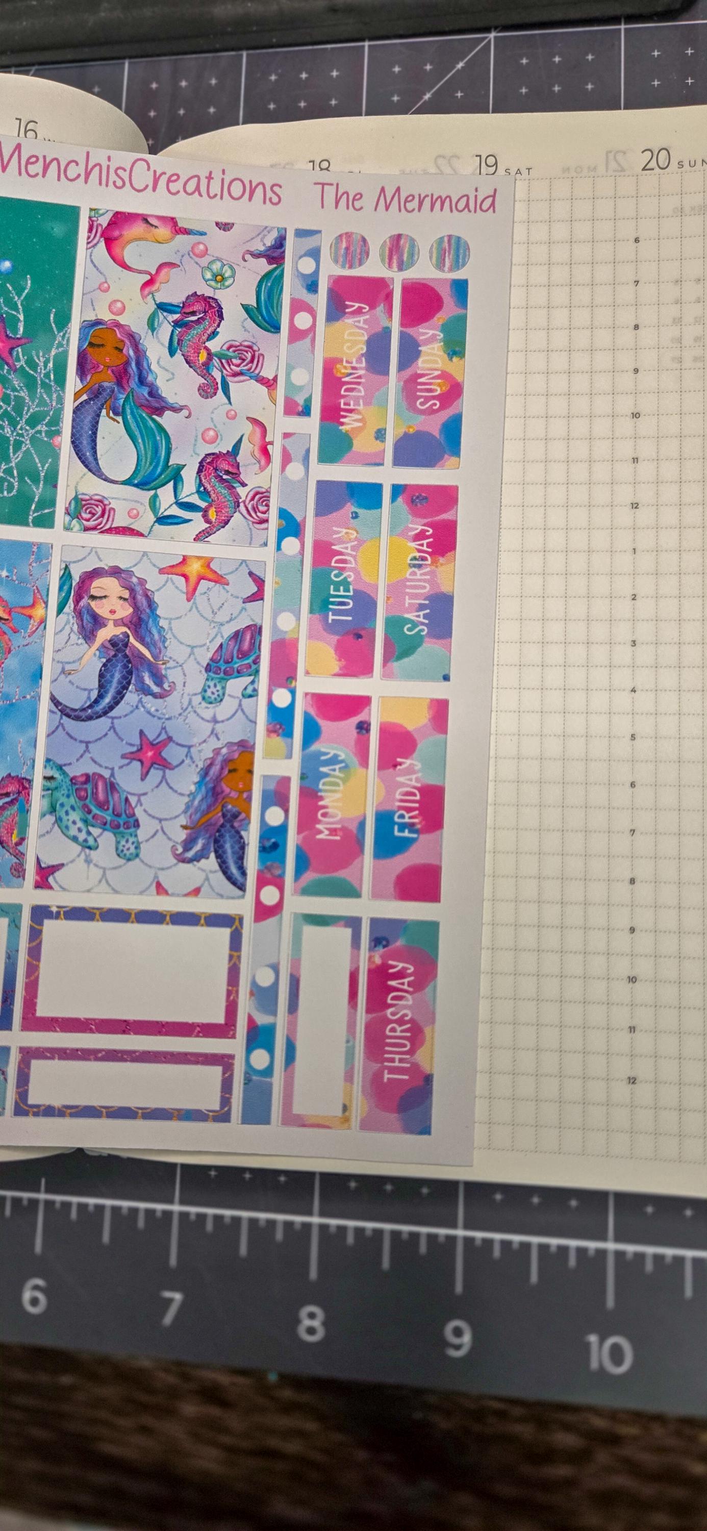 Mermaid Summer Ocean Vibes Bujo Journal Planner deco Sticker Matte Sheet
