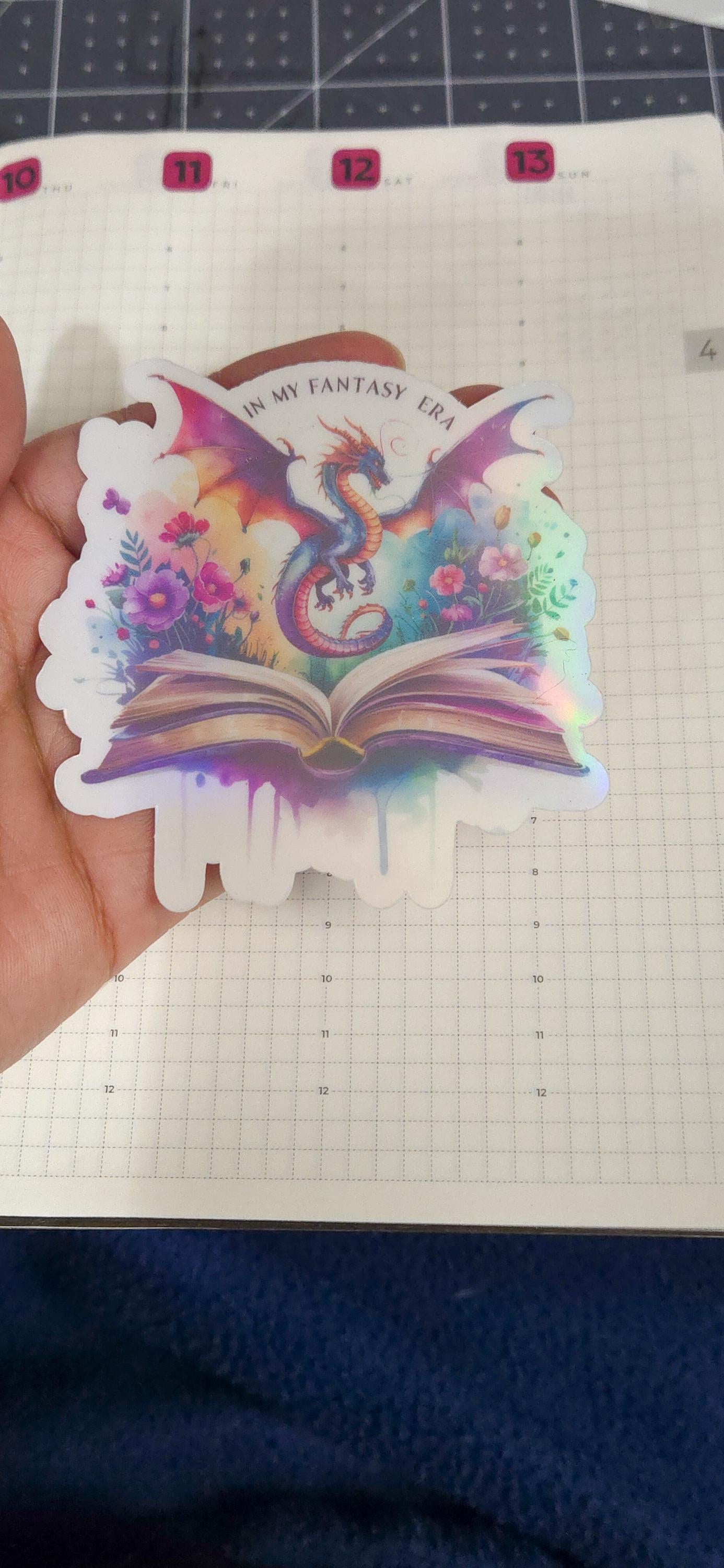 Fantasy Era Dragon Bookish Holographic Die Cut Bujo Journal Planner Sticker