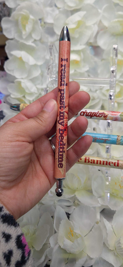 Bookish Floral Gel Pen Refillable Retractable .5mm, Stylus Tip