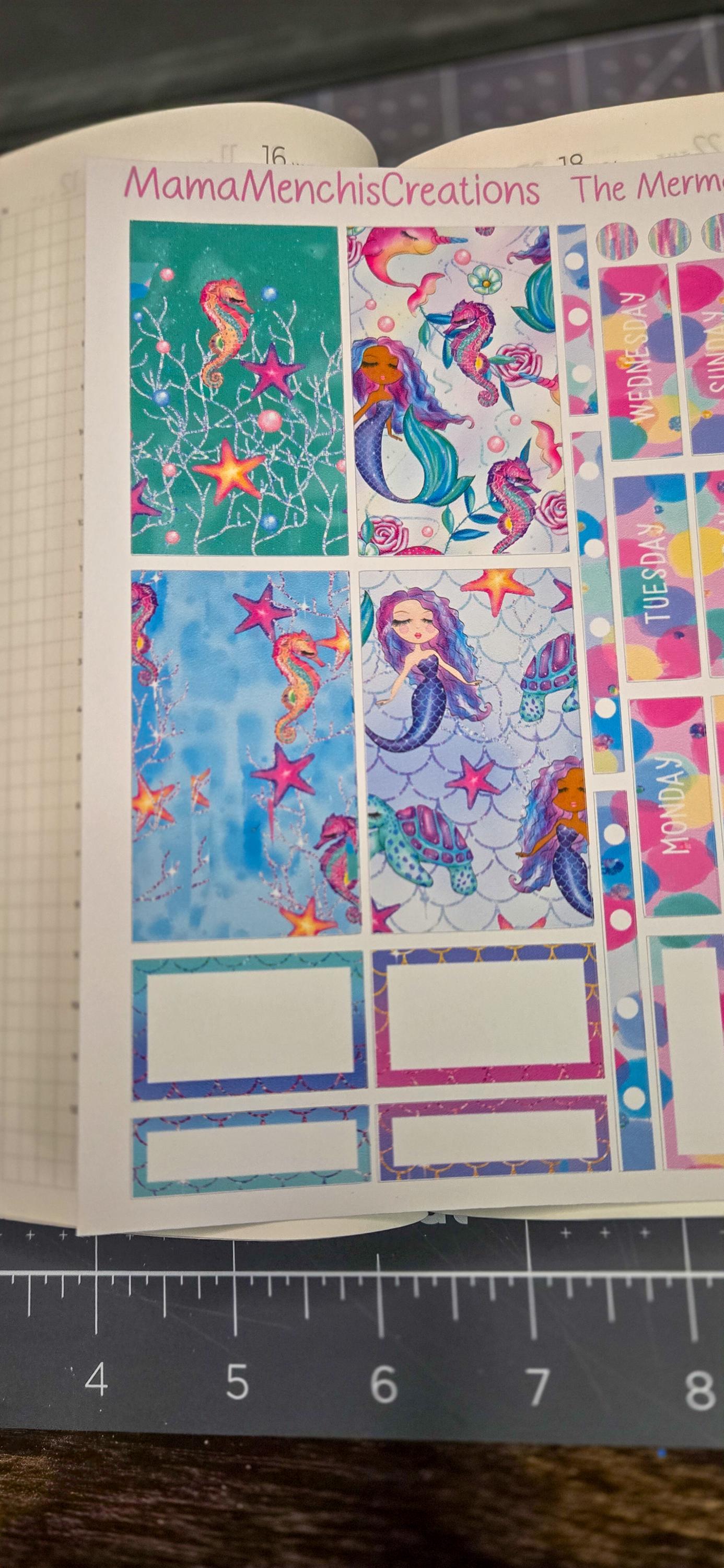 Mermaid Summer Ocean Vibes Bujo Journal Planner deco Sticker Matte Sheet