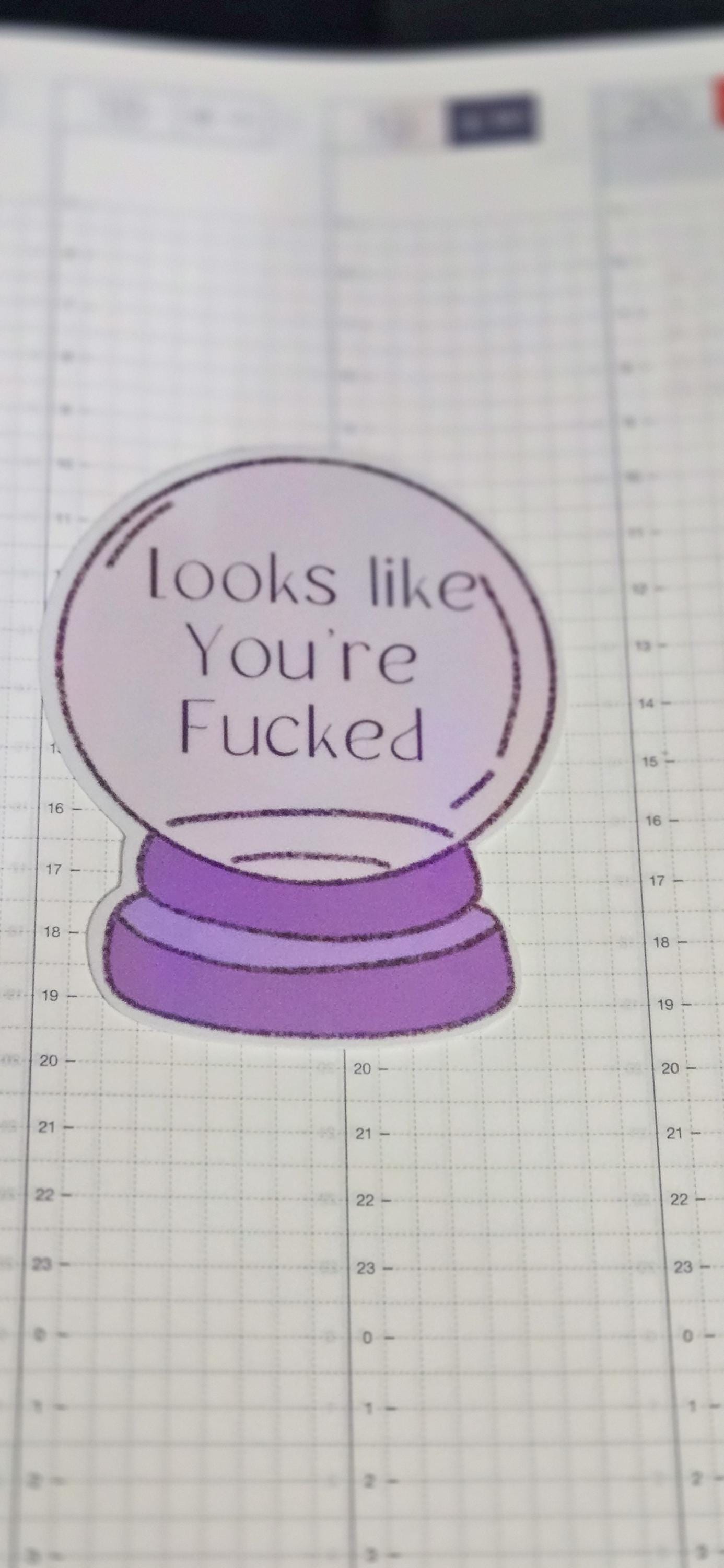 Witchy Crystal Ball Looks Like You're F'ed Holographic Die Cut Bujo Journal Planner Sticker