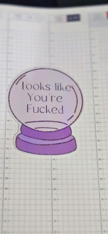 Witchy Crystal Ball Looks Like You're F'ed Holographic Die Cut Bujo Journal Planner Sticker