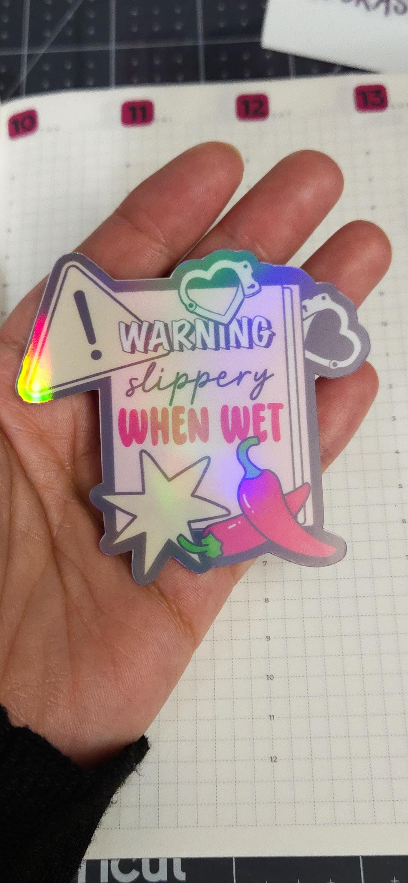 Spicy Slippery When Wet Book Smut Bookish Holographic Die Cut Sticker