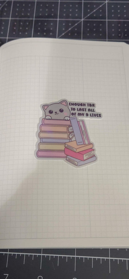 Cat TBR Holographic Sticker - Bookish Planner Journal