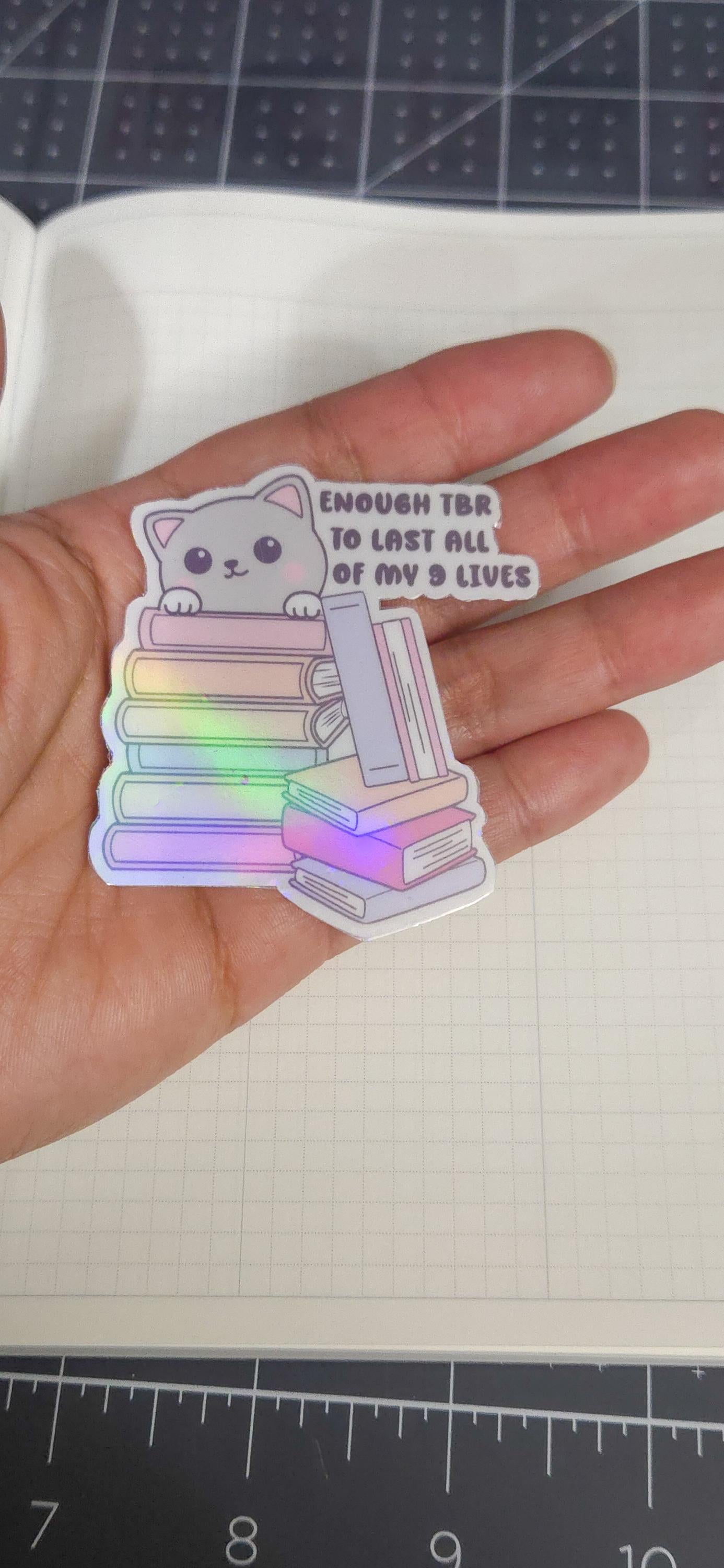 Cat TBR Holographic Sticker - Bookish Planner Journal