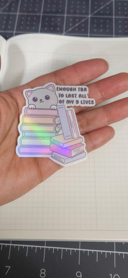 Cat TBR Holographic Sticker - Bookish Planner Journal